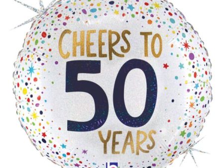 Cheers to 50 Years Holographic 18  Foil Balloon, 1ct Online Sale