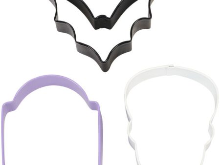 Bat, Tombstone and Skull Halloween Cookie Cutter Set, 3-Piece Online now