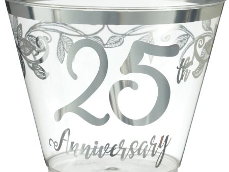 Happy 25th Anniversary Plastic 9oz Tumblers, 30ct For Sale