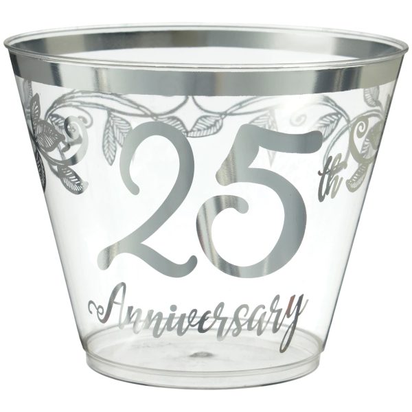 Happy 25th Anniversary Plastic 9oz Tumblers, 30ct For Sale