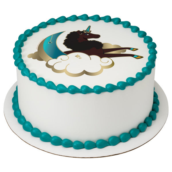 Afro Unicorn Magical Edible Cake Topper Image Hot on Sale