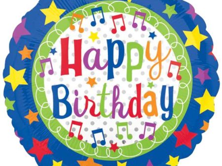 Happy Birthday Music & Stars 18  Foil Balloon, 1ct Supply