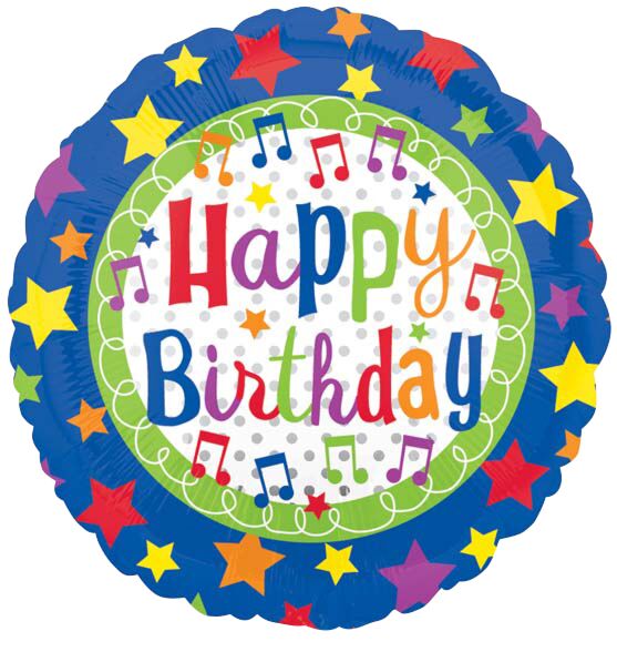 Happy Birthday Music & Stars 18  Foil Balloon, 1ct Supply