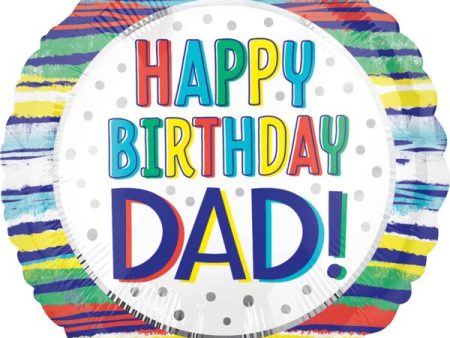 Happy Birthday Dad Painted Stripes 17  Foil Balloon, 1ct Online