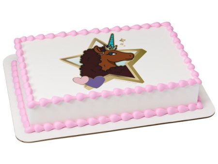 Afro Unicorn Unique Edible Cake Topper Image Sale