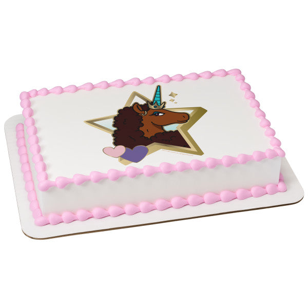 Afro Unicorn Unique Edible Cake Topper Image Sale