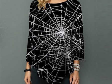 Women s Halloween Round Neck Long Sleeve T-Shirt Discount