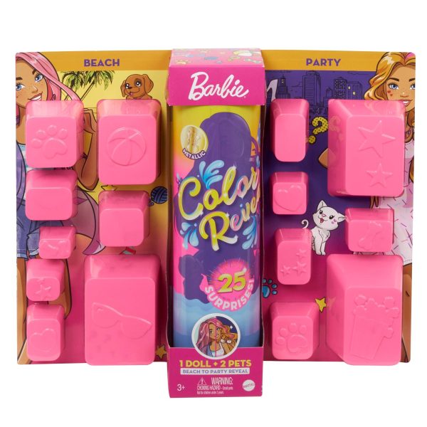 Barbie Color Reveal Doll Set with 25 Surprises Including 2 Pets & Day-to-Night Transformation For Sale