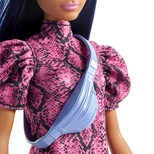 Barbie Fashionistas Doll with Pink Snake Print Dress and Shoulder Bag Hot on Sale