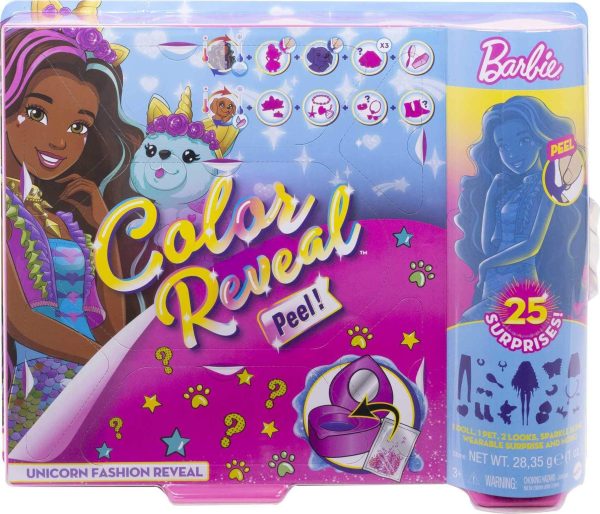 Barbie Color Reveal Peel Unicorn Fashion Reveal Doll Set with 25 Surprises Online Sale