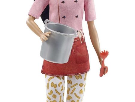 Barbie Pasta Chef Brunette Doll with Colorful Chef Top, Macaroni Print Pants, Chef Hat, Pasta Pot & Pasta Cutter Accessories (12-in) Discount