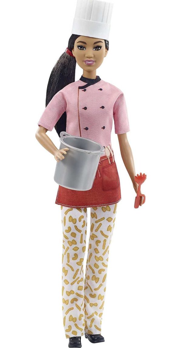 Barbie Pasta Chef Brunette Doll with Colorful Chef Top, Macaroni Print Pants, Chef Hat, Pasta Pot & Pasta Cutter Accessories (12-in) Discount