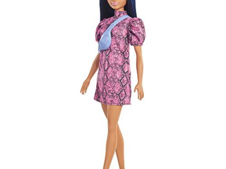 Barbie Fashionistas Doll with Pink Snake Print Dress and Shoulder Bag Hot on Sale