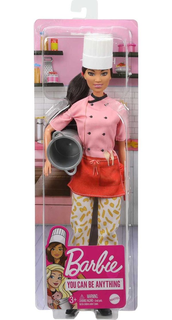 Barbie Pasta Chef Brunette Doll with Colorful Chef Top, Macaroni Print Pants, Chef Hat, Pasta Pot & Pasta Cutter Accessories (12-in) Discount