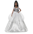 Barbie Signature 2021 Holiday Barbie Doll (12-inch, Brunette Braids) in Silver Gown For Discount