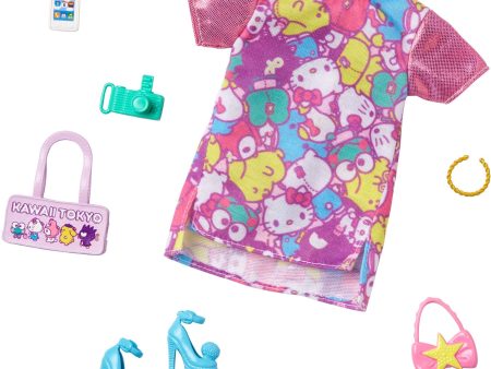 Barbie Storytelling Fashion Pack of Doll Clothes Inspired by Hello Kitty & Friends: Dress with Character Print & 6 Accessories Dolls Online now