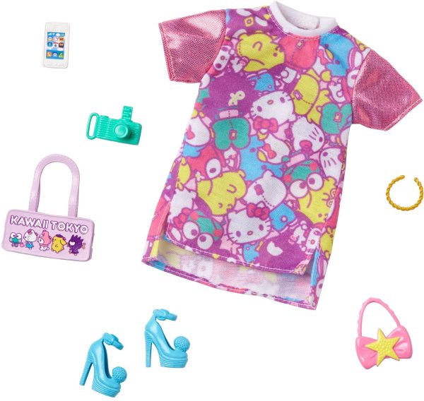 Barbie Storytelling Fashion Pack of Doll Clothes Inspired by Hello Kitty & Friends: Dress with Character Print & 6 Accessories Dolls Online now