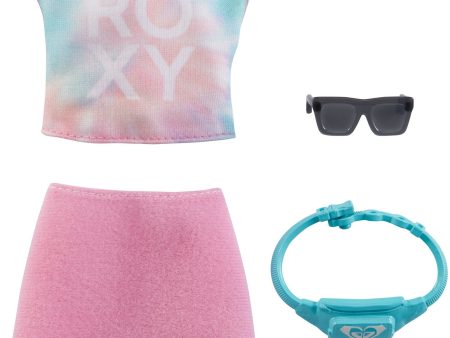 Barbie Roxy Fashion Outfit Graphic Top, Pink Skirt, Shades & Bag Discount