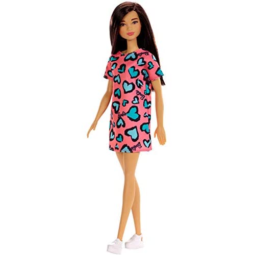 Barbie Doll Brunette, Wearing Pink and Blue Dress and Sneakers Online now